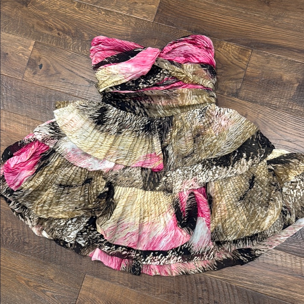 Strapless Multicolor Ruffled Dress